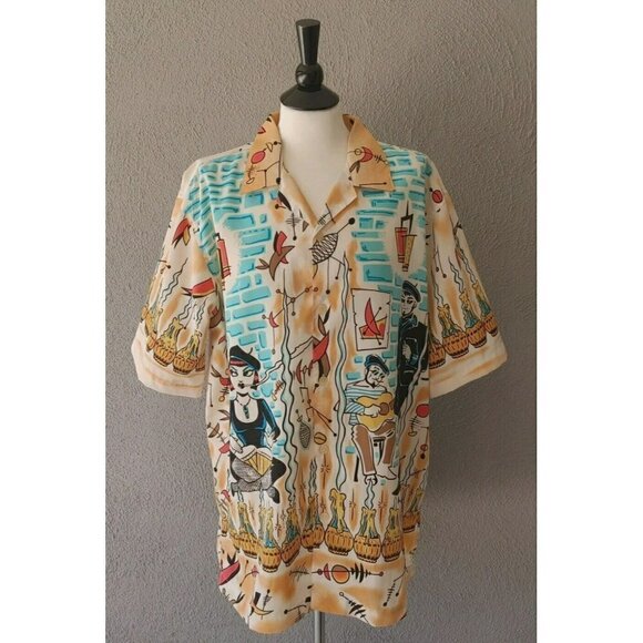 Men's La Rocka London for Deluxe By BC Ethic Noir Jazz Beatnik Shirt XL/XXL - Picture 2 of 7